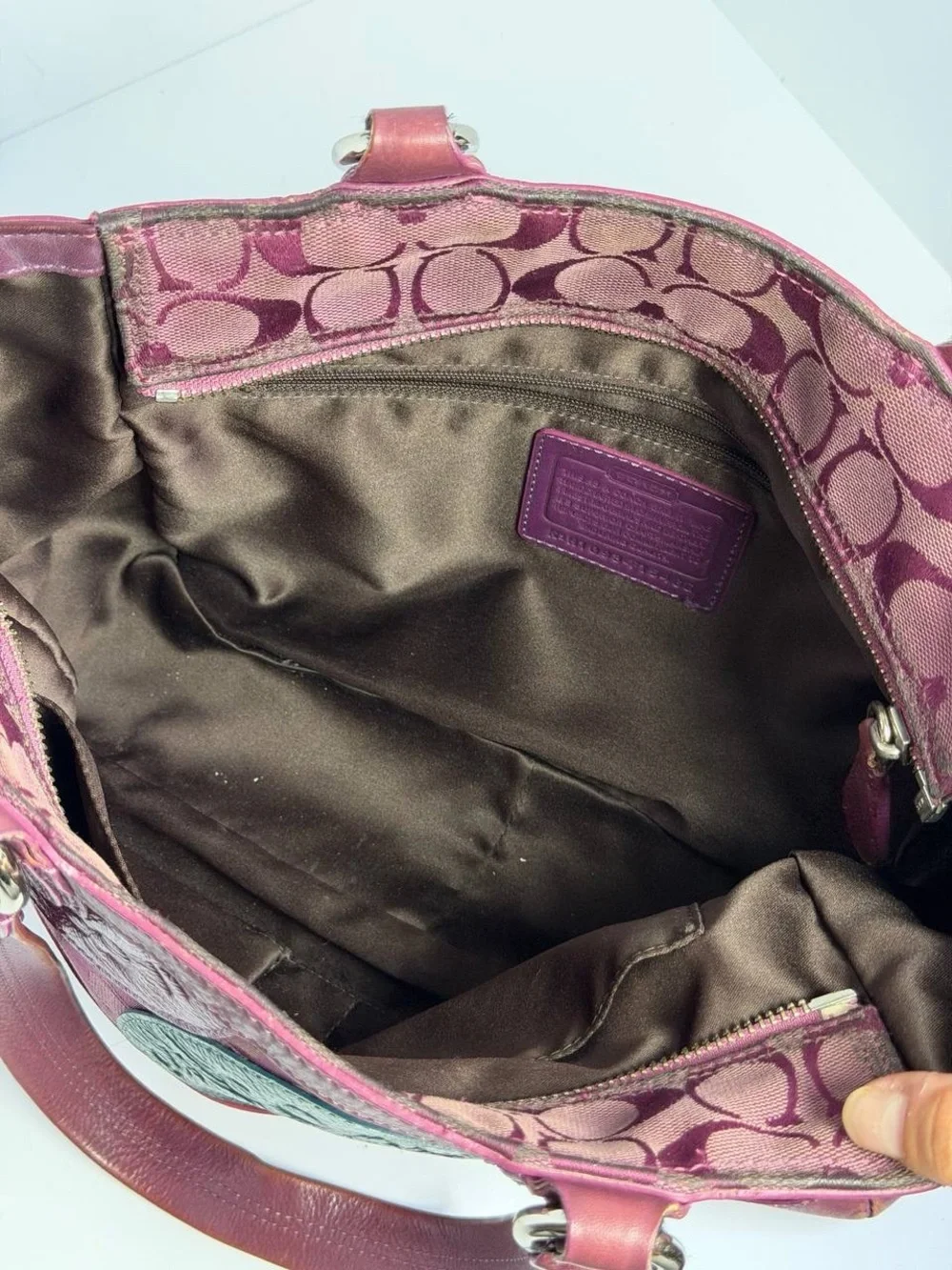Vintage Coach Circle Patchwork East-West Plum Tote Bag